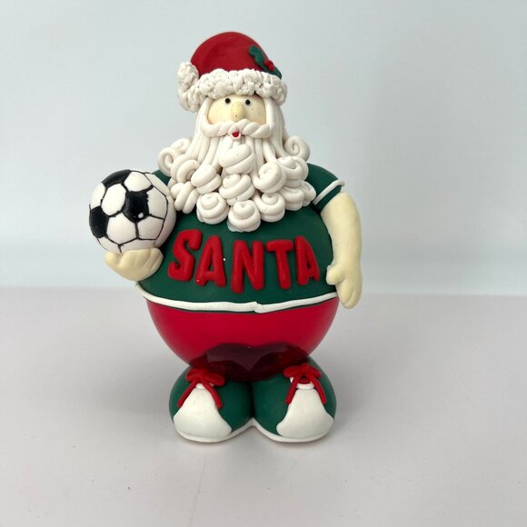 Santa Soccer Player‎ Figurine Christmas Decor Polymer clay - Picture 1 of 4